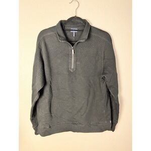 Goodman Mens Sweater Black Mock Neck Cotton 1/4 Zip Long Sleeve Large